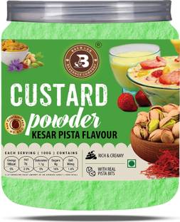 Brew Lab Kesar Pista Flavor Custard Powder | For Desserts, Pudding, Fruit Salad 250 g