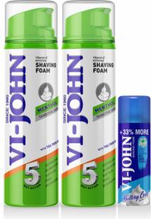 VI-JOHN Shaving Foam Menthol 200GM (Pack of 2) & All Skin Type 50GM