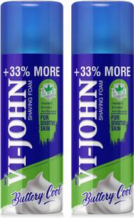 VI-JOHN Shave Foam For Sensitive Skin (400 gm Each, Pack Of 2)