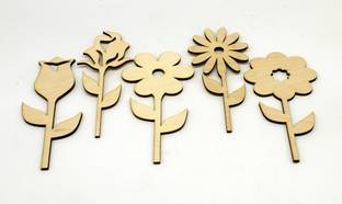 Haoser 5 pcs. ,Wooden Flowers,wooden flowers for craft Pack of 5