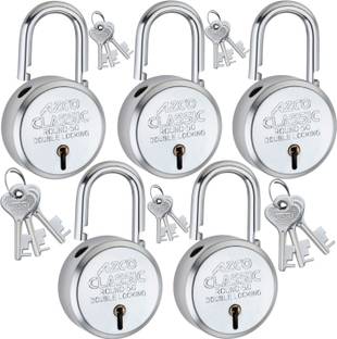 Azco Classic 50mm, 7 Levers,Double Lock with Chrome Finish (combo Offer) 5 Padlock