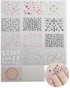 Rastic 12 Sheets Black 3D Floral Design Nail Art Stickers