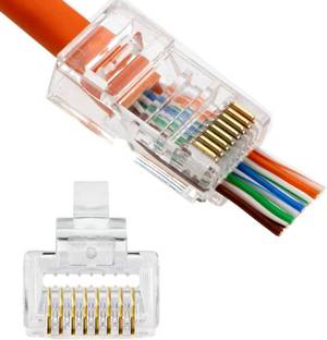 Mak World RJ45 Cat6 Pass Through Connector RJ45 Ends, Cat5, Cat5e, Cat6 8P8C Network Interface Card