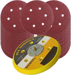 DUMDAAR 6inch Dual Action Random Orbital Sanding pad with 20pc Sand paper (Pack of 2) Air Sanding Disc 80 & 180 grit 150mm Pneumatic Sander Wood Polisher