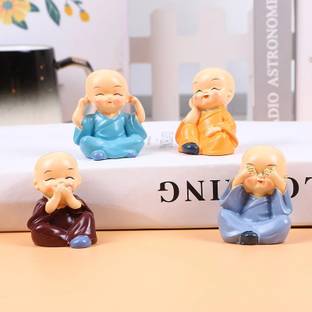 Elegant Lifestyle Baby Monk Buddha Set Of 4 Statue for Home | Office | Car Dashboard | Decorative Showpiece  -  5 cm