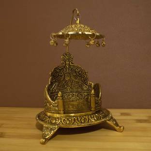 Spillbox Traditional Brass Mukali Stool peeta chowki Sinhasan God Idols – Idol Stand Decorative Showpiece  -  21 cm