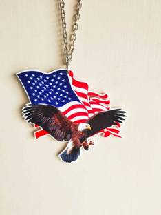 Sunder Kaya Car Hanging Accessories - Flag Printed Interior Decorative Showpiece - 10 cm Decorative Showpiece  -  8 cm