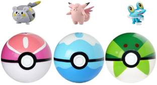Delite Super POKEMON 3 Random Poke Balls Kids Pop open with Mini Toy Figure
