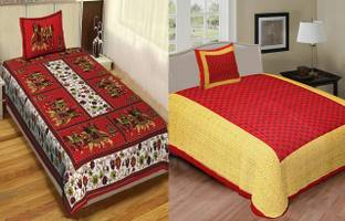 Jeevat Cotton Single Flat 180 TC Printed Bedsheet