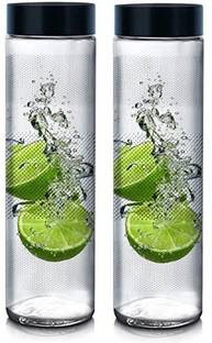 JIGSHTIAL stylish transparent multipurpose Glass water bottle 750ml pack of 2 750 ml Bottle