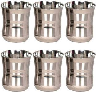 Vikas Metal (Pack of 6) 300 ml steel glass Glass Set Water/Juice Glass