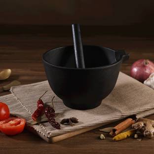 WONDERCHEF Forza Pre-seasoned Mortar & Pestle Cast Iron Masher
