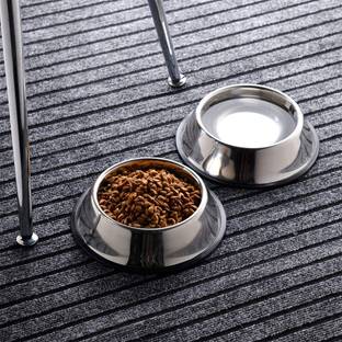 Furever Friends Dog Bowl with Rubber Base for Food and Water Bowls 700ML (PACK OF 2 ) Stainless Steel, Silicone Pet Bowl