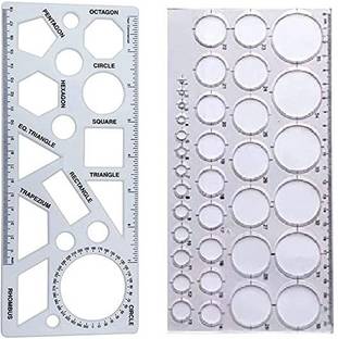 First Click Shapes Stencil Ruler Size 24 X9.8 cm & Circle Master 35 Circles Size23.5 X11.5cm Ruler