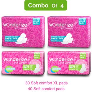 Wonderize Soft Comfort Extra Absorption XL Sanitary Napkins(30 pads) + Soft Comfort Wonder Core Regular Size Sanitary Napkins for Women(40 Pads) Sanitary Pad