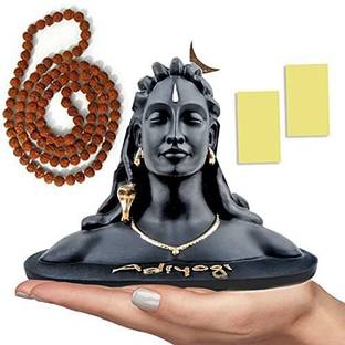 EliteTouch Adiyogi Miniature Statue with Free Rudraksha Mala for car Dashboard Decorative Showpiece  -  12 cm
