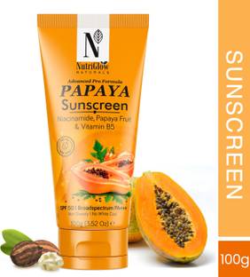 NutriGlow NATURAL'S Sunscreen - SPF 50 PA+++ Advanced Pro Formula Papaya Sunscreen No White Cast, All Skin Type