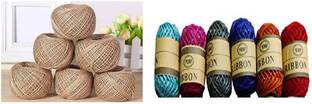 Craftwings Natural Colorful Jute & Brown Jute Rope for Decoration, Craft Gift Wrap Pack Of 12 Thread