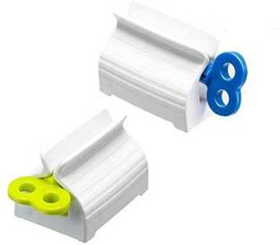 EZVISION Plastic Rolling Tube Squeezer Holder Toothpaste Dispenser (White) Plastic Toothbrush Holder