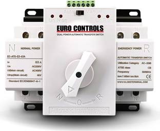 Euro Controls ATS 2 POLE 63A Auto Transfer Switch Dual Source - Motorized switching - Control signal - Wide Wire Connector