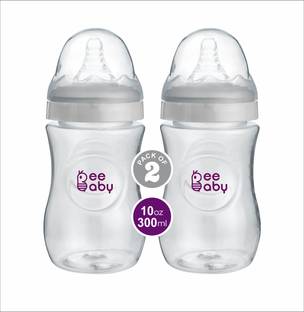 Beebaby Ease Wide Neck Baby Feeding Bottle with Anti-Colic Teat (White) (Pack of 2) - 300 ml