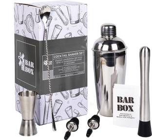 bar box Cocktail Shaker Set Food Grade Stainless Steel Bartender Kit 7 - Piece Bar Set