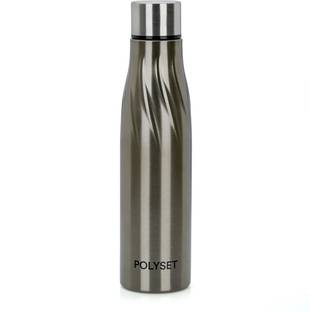 POLYSET Helix Screw-lid 1000ml, Single Wall Steel Bottle, Grey, Pack of 1 1000 ml Bottle