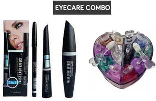 Lele Combo of Waterproof Eyeliner,Mascara, Eyebrow Pencil and 12 color eyeshadow shimmer Powder C-5