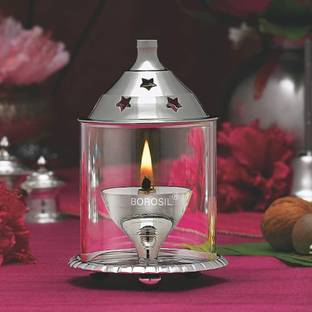 BOROSIL Akhand Diya (Medium) Nickel Table Diya
