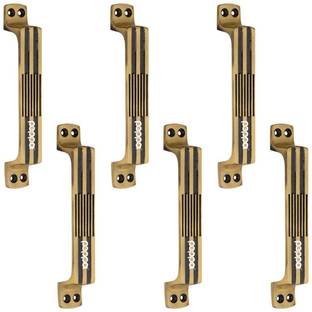 Peppa™ Antique Brass Finish Window and Door Handle 6 inches Lines(Pack of 6) Gold Plated Cabinet/Drawer Handle