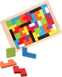GREEN WAY Wooden Puzzles Brain Teasers Toy Colorful Wood Montessori Intelligence