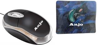 ANJO Combo Wired LED Mouse (Black) & Mouse Pad Wired Optical  Gaming Mouse