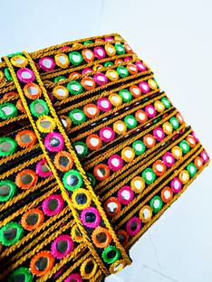 NIMISHA FASHION embrodired multi work mirror lace - 9 meter Lace Saree Falls