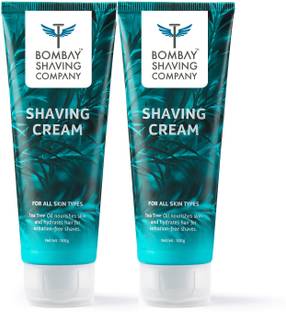 BOMBAY SHAVING COMPANY Shaving Cream with Tea Tree oil , Aloe Vera and Menthol Extracts- 2 x 100 g (Value Pack of 2)