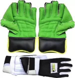 My Sports IBEX Regular Wicket Keeping Gloves Combo With Black Inner Gloves Green, Black) Wicket Keeping Gloves