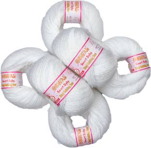 KNIT KING Represents Oswal 100% Acrylic Wool White (10 pc) Baby Soft Yarn ART - HG