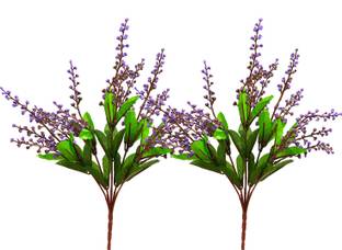 decormasters Pair of Artificial Plant Bunches Beads Leaves Bunch Wild Artificial Plant