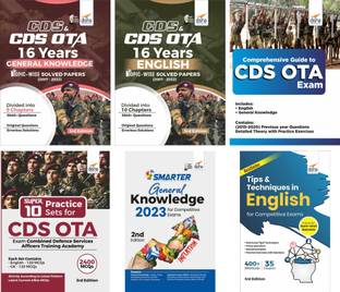 Cds Ota Study Package - Guide + 16 Years Topic-Wise Solved Papers + 10 Practice Sets + Smarter Gk 2023 + English Tips Books