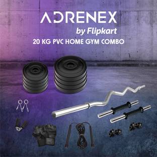 Adrenex by Flipkart 20 kg 20kg home gym combo with dumbbell curl and rods Home Gym Combo