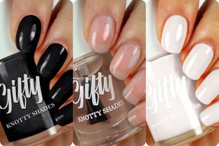 GIFTY No Toxin Nail Lacquer (LIIT Combo) Yasss It's LIT3 Midnight Black,Super Glossy,Pearl White