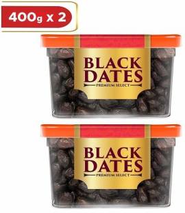 Manna Black Dates - 800g (400g x 2 Packs) | Select Premium Organic Handpicked Dates | Khajoor | Khajur | Soft Dried Healthy Snack | Soft & Juicy texture | Zero Added Sugar & Preservatives | Rich in Iron, Fibre & Vitamins Dry Dates Dry Dates