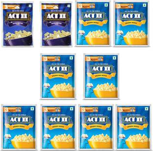 ACT II 2 Magic Butter and 8 Golden Sizzle FlavourPopcorn,Each 40g (400g,Pack of 10) Butter, Golden Sizzle Popcorn