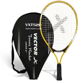 VECTOR X VXT-520 Aluminium Frame+ Full Cover|Oval Shape|Beginners Intermediate level 21" Yellow Strung Tennis Racquet