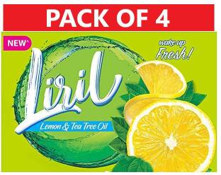 Liril Lime and Tea Tree Oil Soap, Refreshing Bathing Soap Natural Soap, 75gX4
