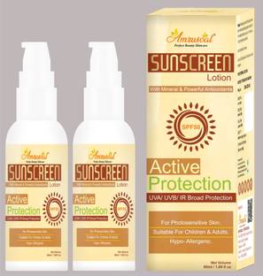 AMRUSOAL Sunscreen - SPF 50 PA+++ Sunscreen Lotion Active Protection SFP50 PA+++ for Oily or Safe Sun Block Cream