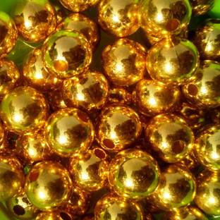 RUHAILA 10 MM GOLDEN PLASTIC BEADS FOR ART CRAFT JWELLERY EMBRIODERY 100 PCS