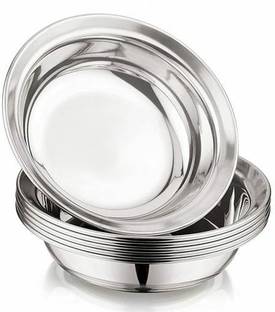Marwall Stainless Steel Serving Bowl Stainless Steel 6Pcs Multi Utility Serving Plate for Halwa, Dahi Vada,Snacks etc