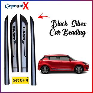 GEPRONIX Car Beading Door Protector Silver Black Colour Compatible for Maruti Swift Car Beading Roll For Door