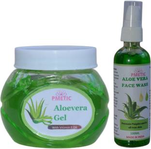 pmetic 200GM Aloevera Gel ,100ML Face Wash For Skin Man & Woman