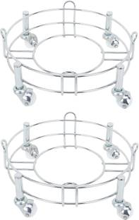 Zobby Utensil Kitchen Rack Steel Premium Heavy Stainless Steel Gas Trolley/LPG Cylinder Stand Trolley with Wheels